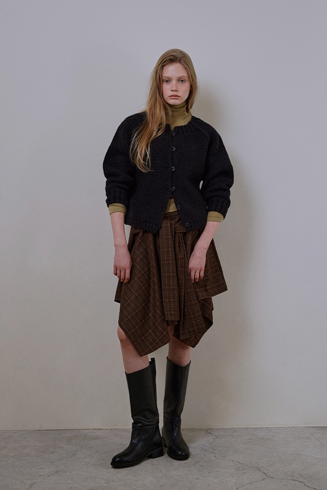 위드아웃썸머 Wave check skirt_brown 상품 이미지 2