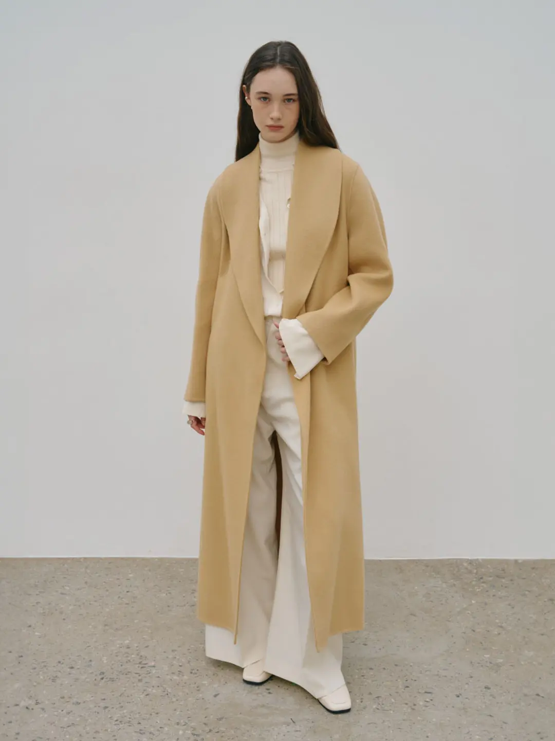 뮤제 [REFURB] [ANGORA 20%] ANNA Angora Shawl Collar Handmade Coat_Creamy Camel 상품 이미지 2