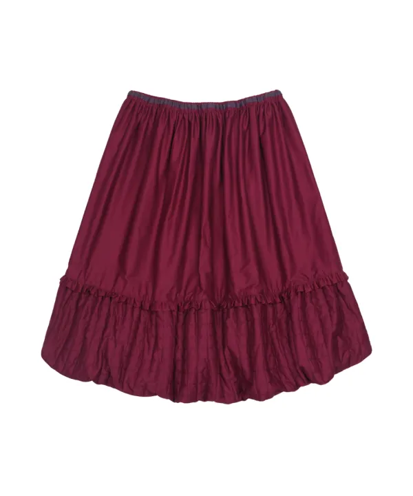 QUILTED SHIRRING BALLOON SKIRT BURGUNDY