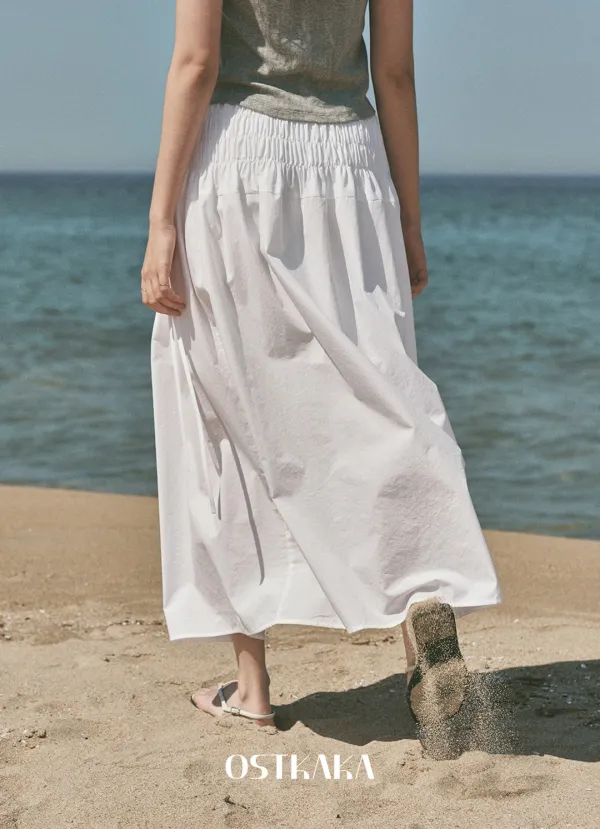 Smocking Maxi Skirt White