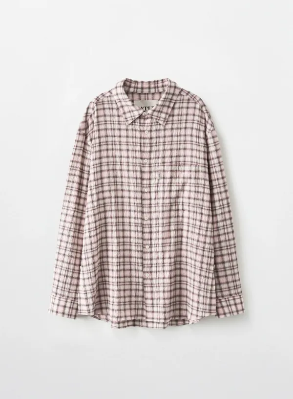 Over Size Check Shirt - Pink