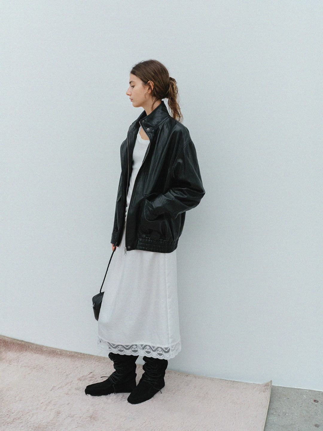 프레시라벨 Gear high neck leather jumper 상품 이미지 2