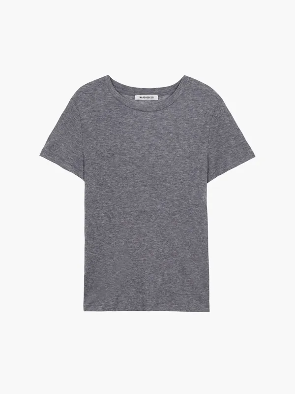 BASIC SHEER T-SHIRT_melange grey