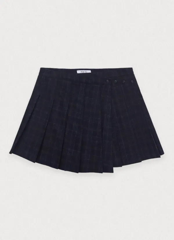 Minifeen check pleate skirt - navy