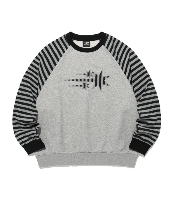 stripe 3star raglan sweatshirts[grey]