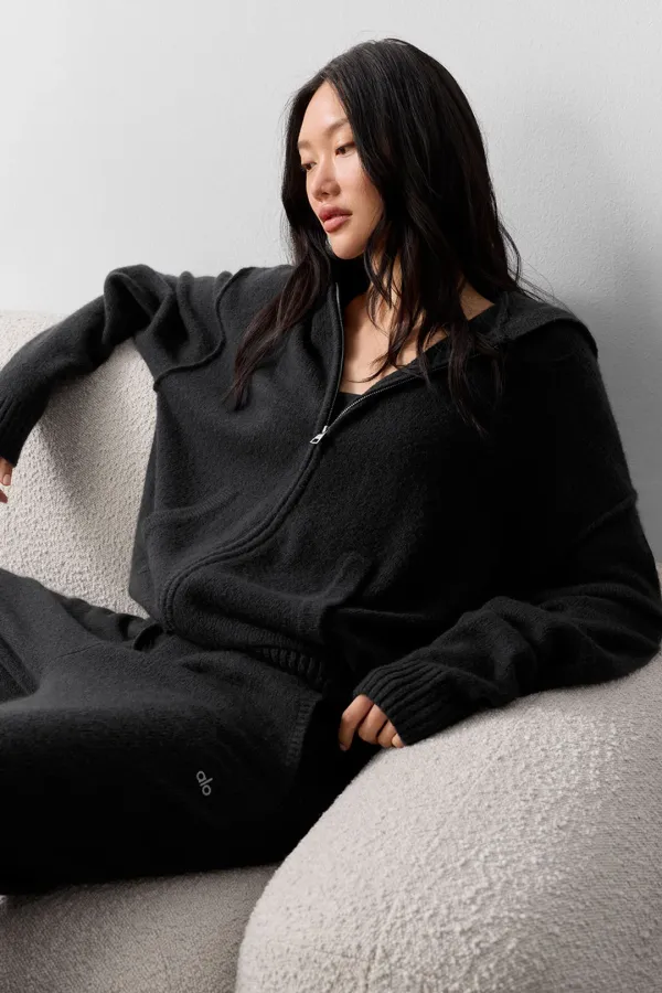 Wool Cashmere New Class Full Zip Hoodie - Black
