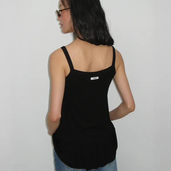 PENDANT RUFFLE LAYERED SLIM SLEEVELESS BLACK