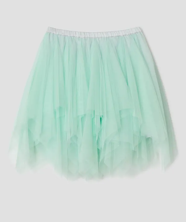 Asymmetric Mesh Skirt [Mint]