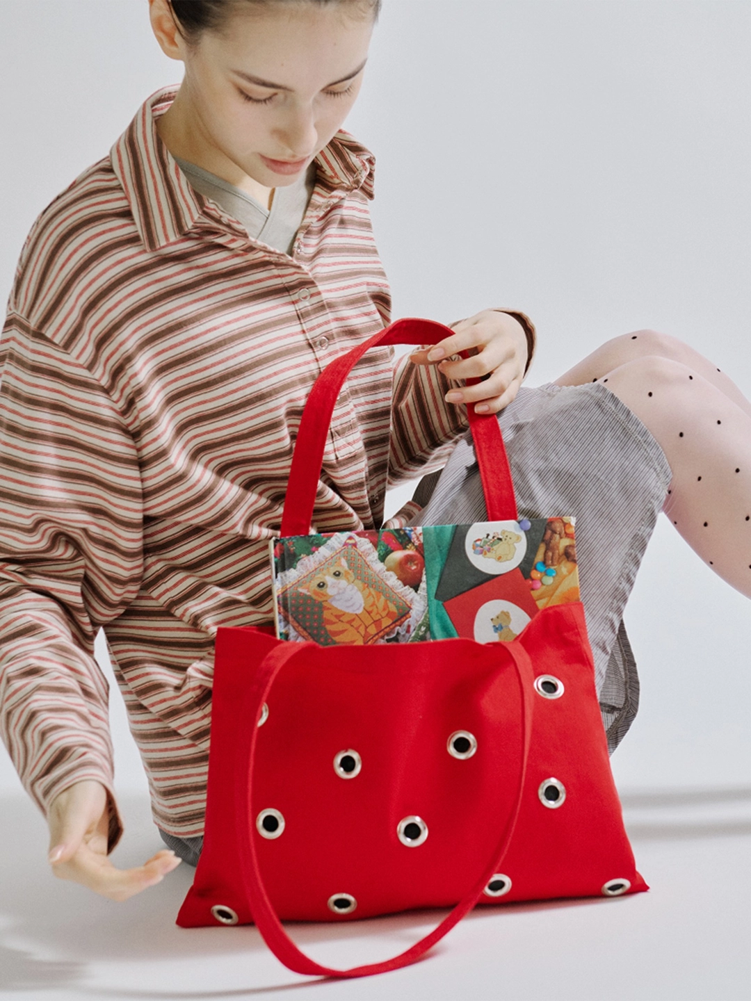 포에브 Eyelet Canvas Bag [4 color] 상품 이미지 2