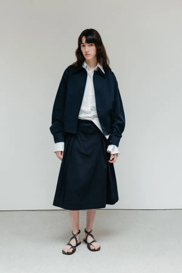 Reporter Pin-Tuck Skirt_Navy