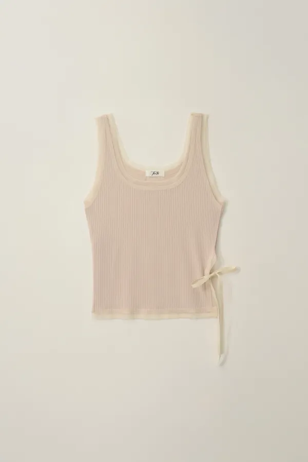 MESH SATIN RIBBON SLEEVELESS SHIRT_TT5S217LP