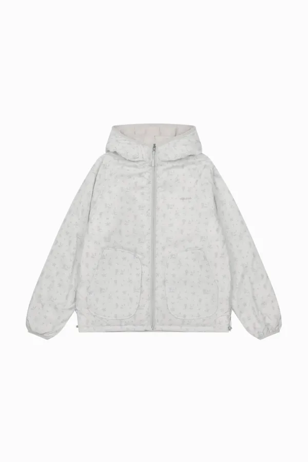 REVERSIBLE PADDED DUCK DOWN, LIGHT GRAY