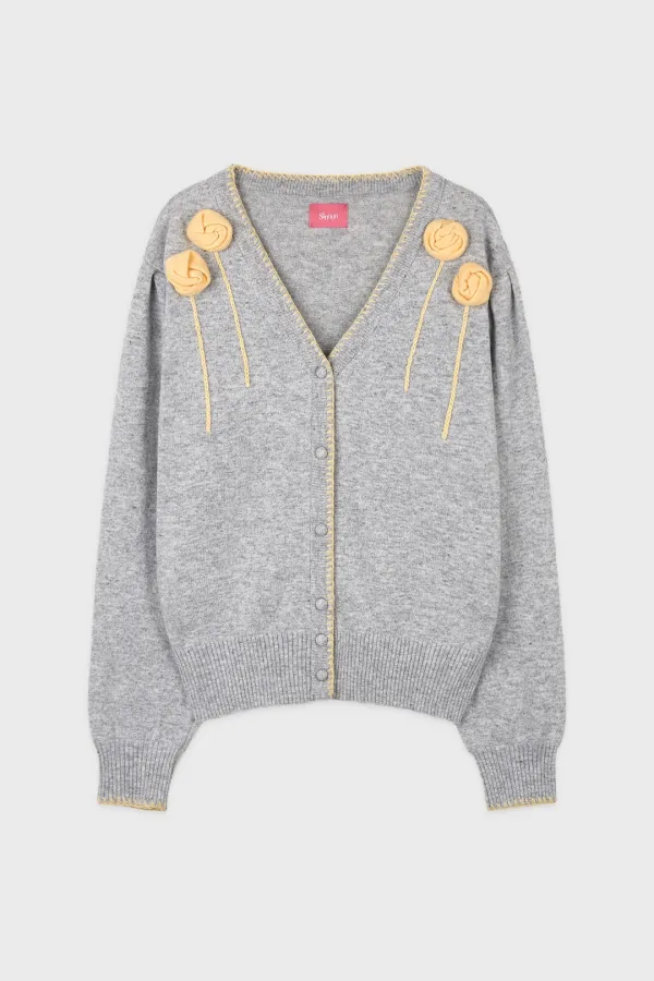Rose Drizzle Cardigan (Light Grey)