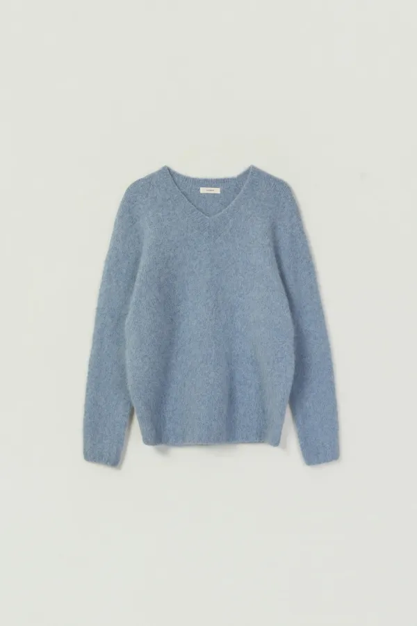 PAUXE FOX V-NECK KNIT_SKYBLUE