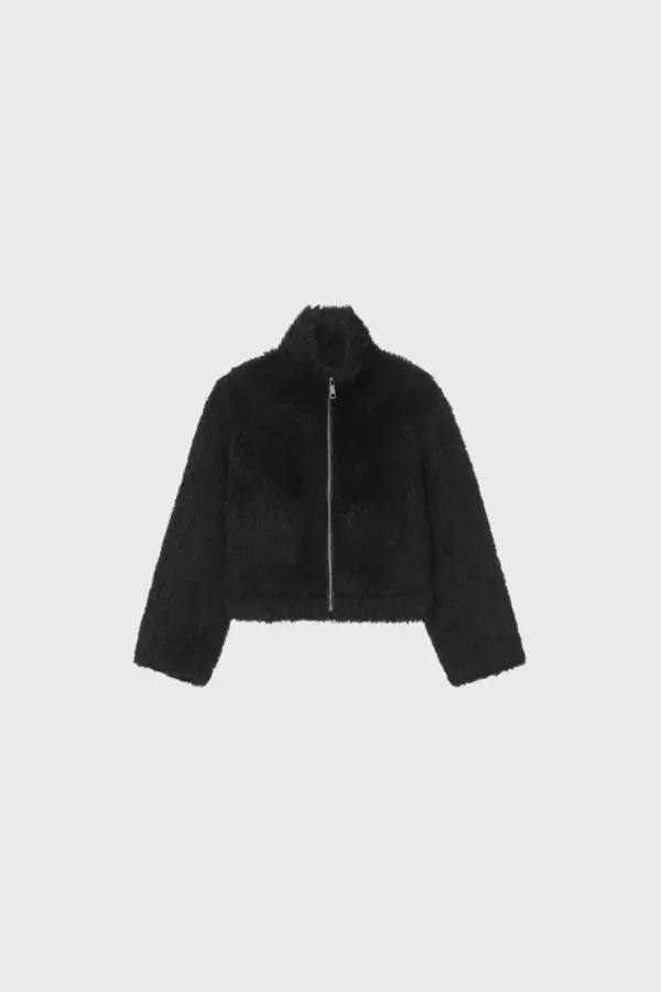 Fluffy high neck jumper (ivory / black)