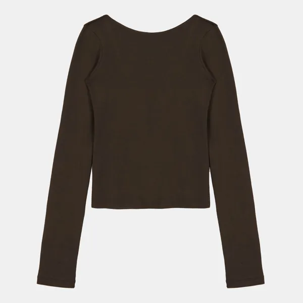 back scoop neck long sleeves (brown)