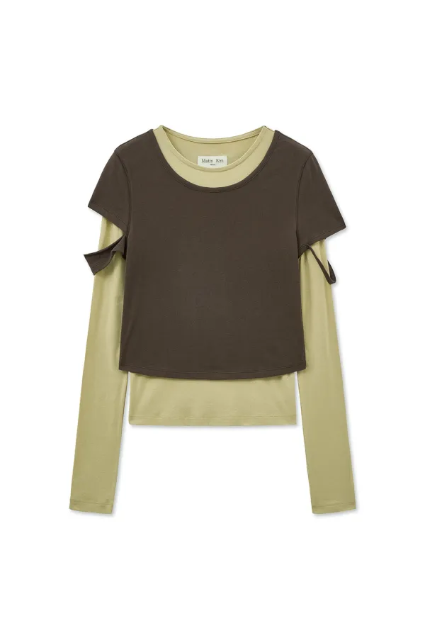 LAYERED POINT SLIM TOP IN BROWN