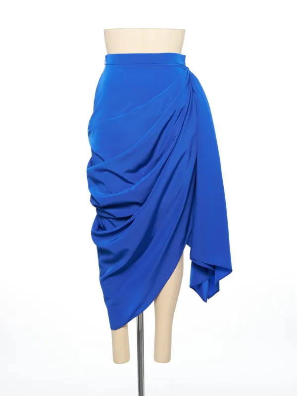 PF25 BLUE ASYMMETRIC SHIRRING SKIRT