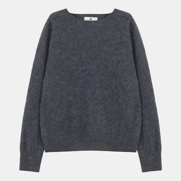 cashmere classic whole garment knitted pullover (charcoal)