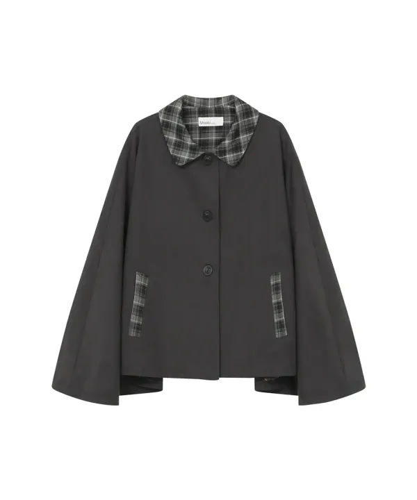 Check cape jacket CHARCOAL