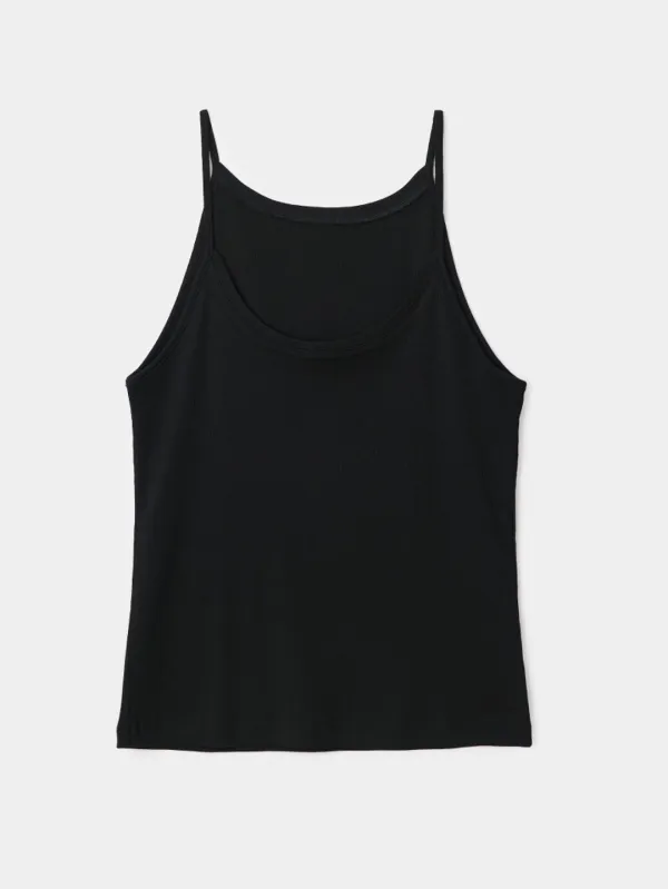 2nd /Ribbed sleeveless top (black)