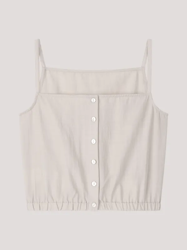 Button Sleeveless Blouse_Beige