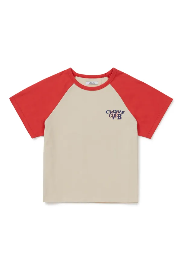 [26SM clove] Raglan Logo Graphic T-Shirt (Light Beige)