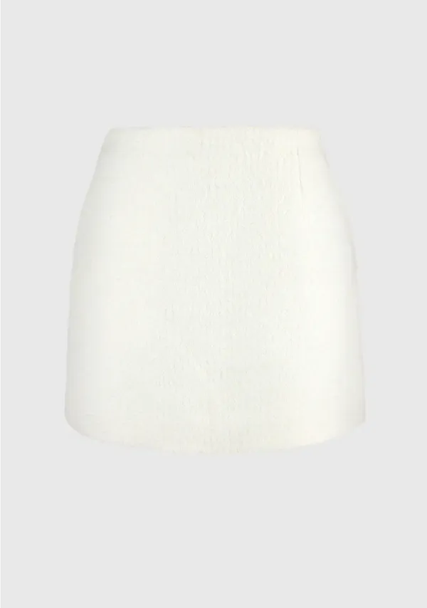 2nd) Boucle Wool Tweed Skirt Ivory