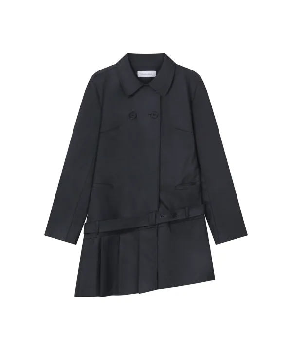 Classic belted jacket dress CHARCOAL