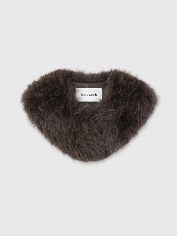 (W) FAUX FUR MUFFLER_ BROWN