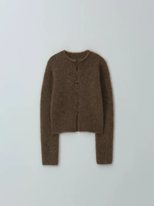 mock neck cardigan (brown)