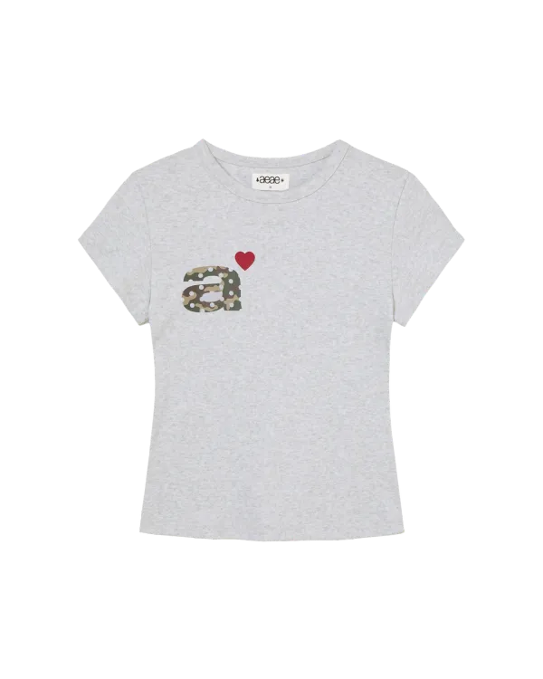 [6/4 예약발송] DOT SMALL LETTER TEE [LIGHT GREY/CAMO]