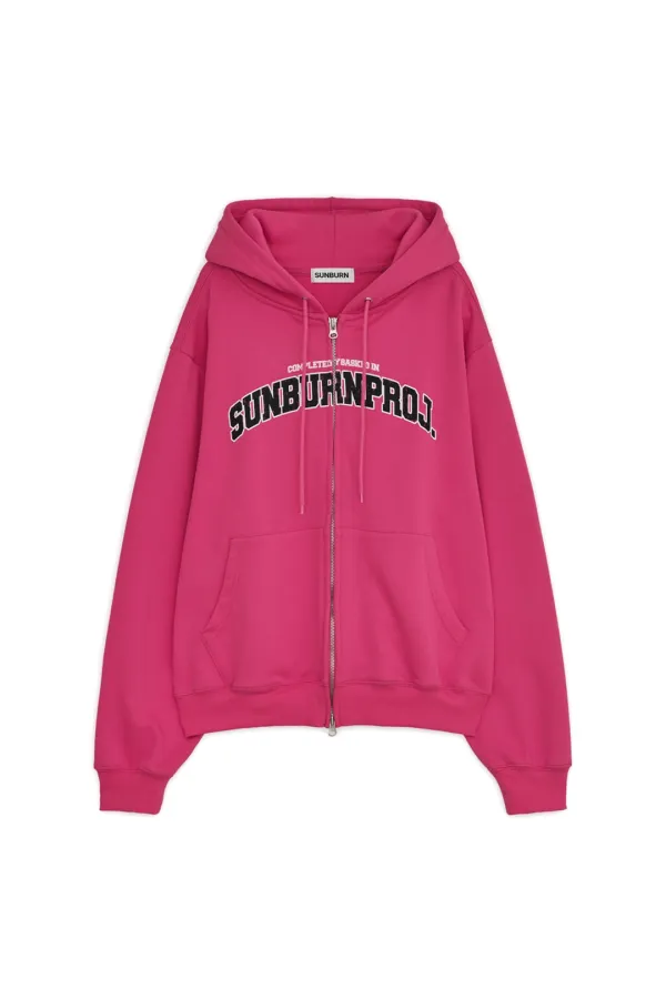 SUNBURN BASIC LOGO HOODIE ZIP-UP, MAGENTA