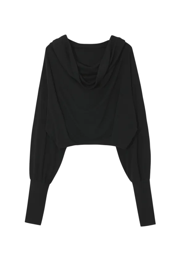 [2ND] COWL NECK HOODIE, BLACK