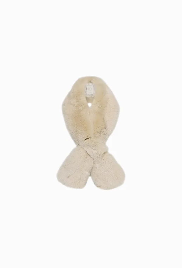 [WHITE LABEL] Beatrice Fox Fur Shawl (Beige)