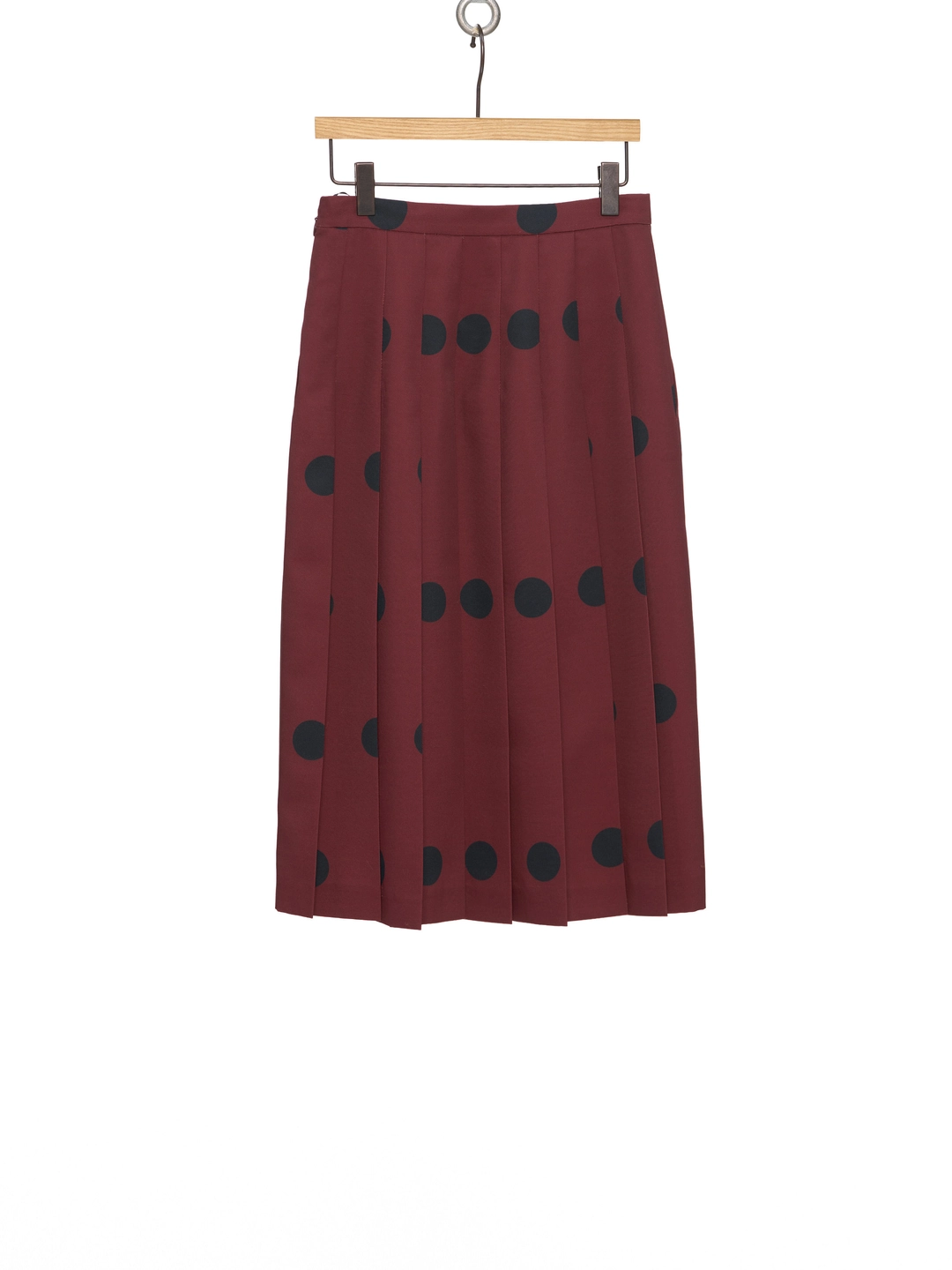 푸쉬버튼 SS26 BROWN POLKA DOT PLEATED-BACK PENCIL SKIRT 상품 이미지 1