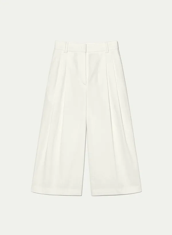 Cropped Cotton Balloon Trousers Ivory