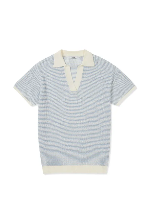 [25SS clove] Stripe Knit Cover Up (Sky Blue)