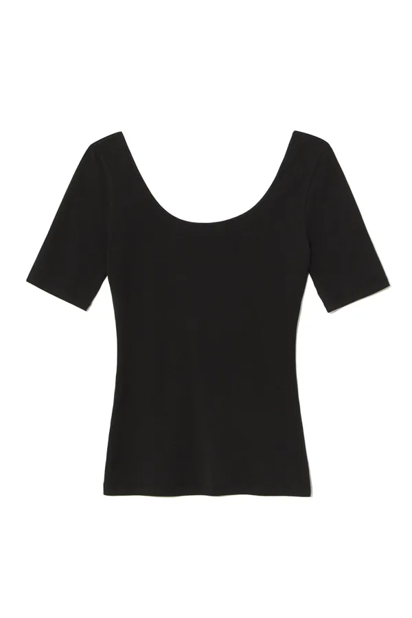 SCOOP NECK BASIC TOP [BLACK]