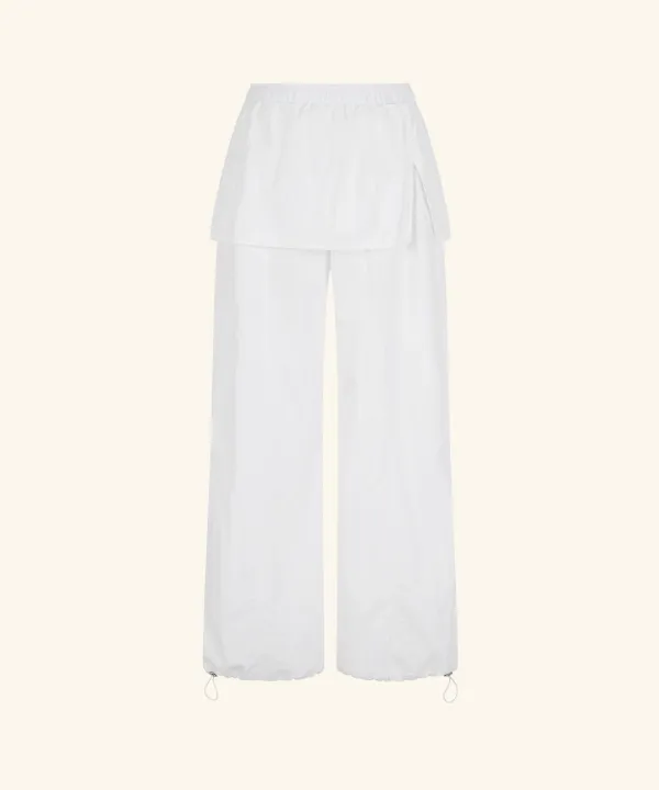 [6/19 순차배송] Skirt Layered Nylon Pants (White)