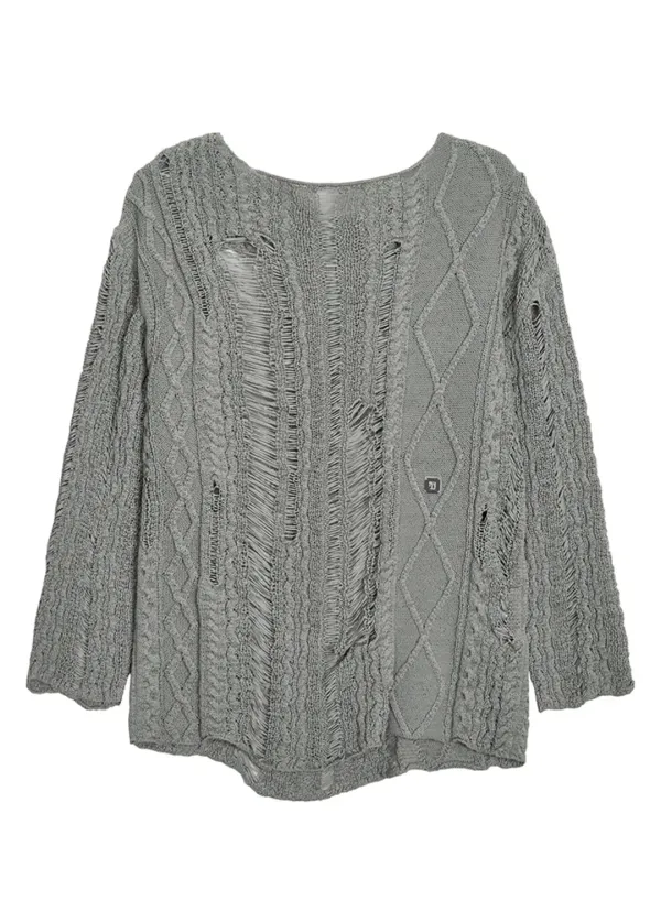 Mix Damage Twist Knit [ Gray ]