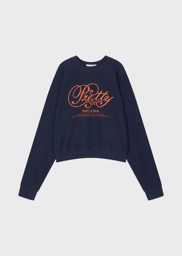 [2nd] PRetty Navy Waffle Crewneck