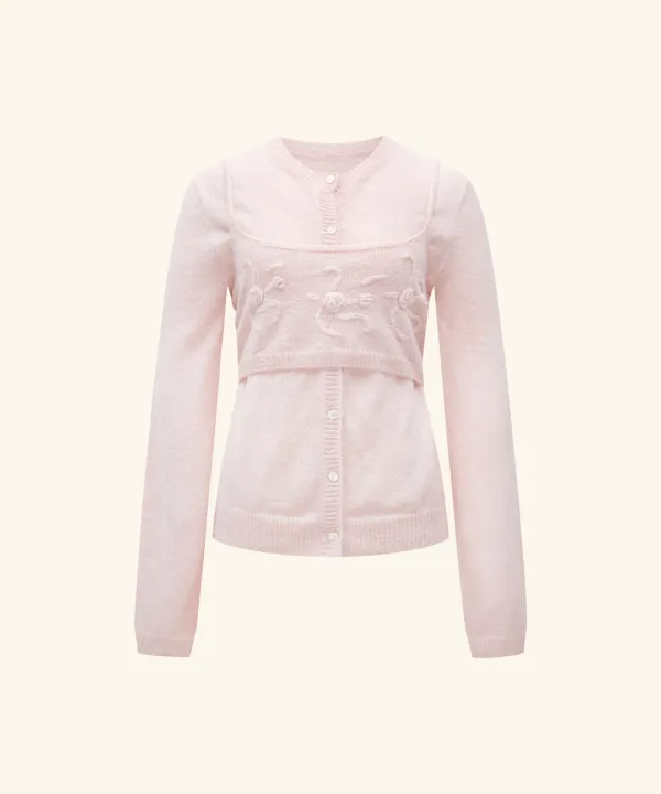 Koa Bustier Mohair Wool Cardigan ( Pink )