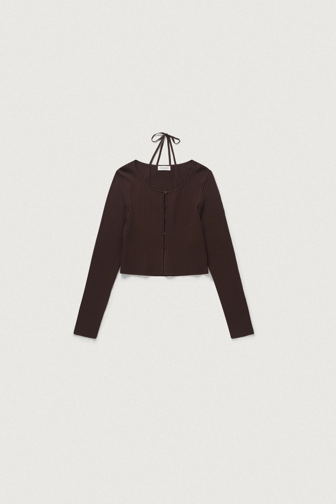 샤드라마 HALTERNECK SLEEVELESS LAYERED CARDIGAN [BROWN] 상품 이미지 1