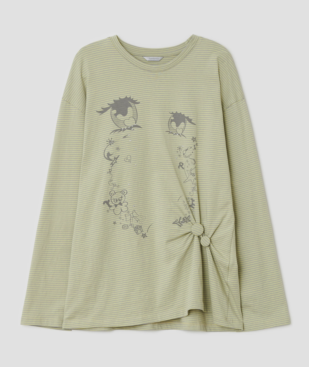 타입서비스 [3차] Cry Eyes Ruched Stripe Top [Green] 상품 이미지 1