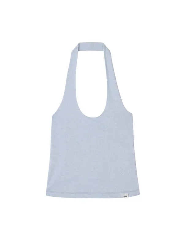 GLITTER HALTERNECK TOP_SKY