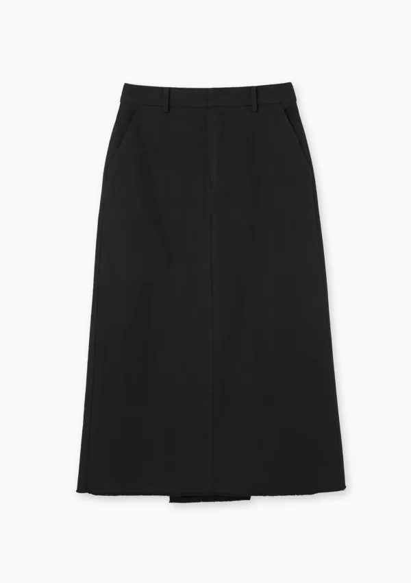 Belted H-Line Long Skirt Black