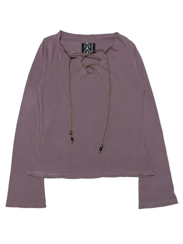 BEAD LACE UP TOP PINK