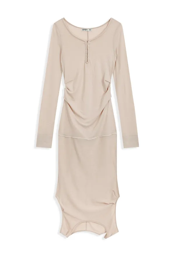 CONVERTIBLE HOOK TOP DRESS, BEIGE