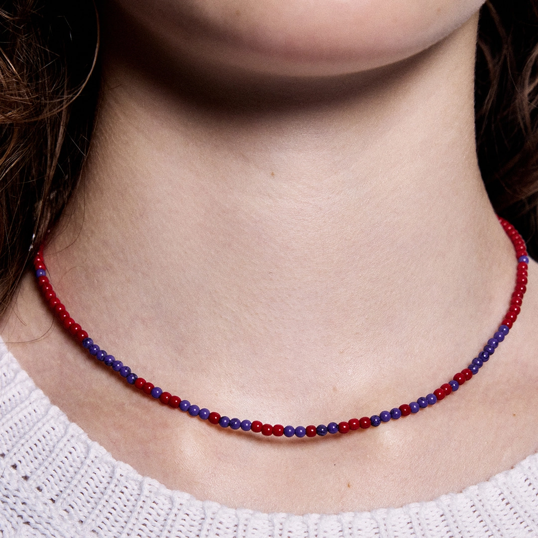 엔프프 tart beads necklace-red purple 상품 이미지 1